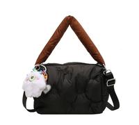 CORIOS Borsa Trapuntata da Donna Borse Cotone Trapunta Elegante Borsa a Mano Leggero Gonfie Borse a Spalla Borsa a Tracolla Nylon Borse Messenger Borsa per la Spesa Retro Borsa Tote Nero