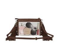 CORIOS Borse Messenger con Frange da Donna Stile Boho Borsa a Mano Borsa a Tracolla con Motivo Floreale Etnico Borsa Spiaggia Retro Bohemien Tote Pelle PU Borsa a Spalla Marrone Trasparente