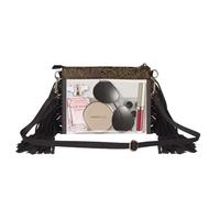 CORIOS Borse Messenger con Frange da Donna Stile Boho Borsa a Mano Borsa a Tracolla con Motivo Floreale Etnico Borsa Spiaggia Retro Bohemien Tote Pelle PU Borsa a Spalla Nero Trasparente