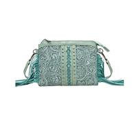 CORIOS Borse Messenger con Frange da Donna Stile Boho Borsa a Mano Borsa a Tracolla con Motivo Floreale Etnico Borsa Spiaggia Retro Bohemien Tote Pelle PU Borsa a Spalla per Vacanza Viaggio Verde