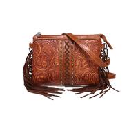 CORIOS Borse Messenger con Frange da Donna Stile Boho Borsa a Mano Borsa a Tracolla con Motivo Floreale Etnico Borsa Spiaggia Retro Bohemien Tote Pelle PU Borsa a Spalla per Vacanza Viaggio Marrone