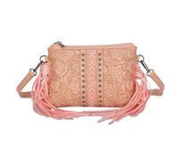CORIOS Borse Messenger con Frange da Donna Stile Boho Borsa a Mano Borsa a Tracolla con Motivo Floreale Etnico Borsa Spiaggia Retro Bohemien Tote Pelle PU Borsa a Spalla per Vacanza Viaggio Rosa