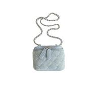 CORIOS Borse Messenger in Denim da Donna Mini Borsa Quadrata Borsa a Spalla a Tracolla in Jeans Borsa a Mano con Design Trapuntato Retro Borse Secchiello Tote con Catena Rimovibile Blu Chiaro
