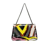 CORIOS Borse Messenger in Lino e Cotone Donna Borse a Spalla con Ricamo di Paillettes Bohemien Borsa a Mano Borsa Spiaggia Etnica Borse Tote Retro Borse a Tracolla Motivi Geometrici Astratti Decorati