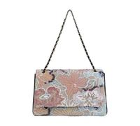 CORIOS Borse Messenger in Lino e Cotone Donna Borse a Spalla con Ricamo di Paillettes Bohemien Borsa a Mano Borsa Spiaggia Etnica Borse Tote Retro Borse a Tracolla Fiori Grandi a Contrasto