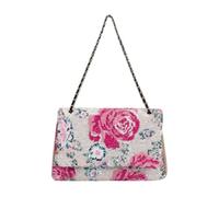 CORIOS Borse Messenger in Lino e Cotone Donna Borse a Spalla con Ricamo di Paillettes Bohemien Borsa a Mano Borsa Spiaggia Etnica Borse Tote Retro Borse a Tracolla per Viaggio Vacanza Rose Decorate