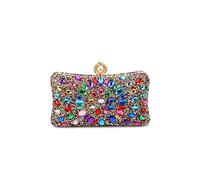 CORIOS Borsetta a Tracolla da Sera con Strass Donna Borsa a Spalla Piccolo con Catena Elegante Gorgeous Messenger Cocktail Festa Cerimonia Ballo Clutch Oro-Multicolore