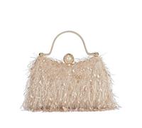 CORIOS Borsetta da Sera con Nappina da Donna Strass Clutch Borsa Scintillante Pochette Piccolo con Catena Elegante Borsa a Tracolla Borsa Sposa Perle Borsa a Spalla per Festa Cocktail Party Beige