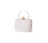 CORIOS Borsetta da Sera con Nappina Donna Strass Clutch Pochette Piccolo con Catena Borsa Scintillante Elegante Borsa a Tracolla Borsa Sposa Perle Borsa a Spalla per Cocktail Festa Party Bianco