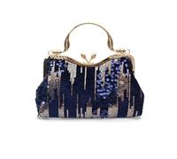 CORIOS Borsetta da Sera con Paillettes da Donna in Velluto Clutch Pochette Piccolo con Catena Strass Elegante Borsa a Spalla Sposa Retro a Tracolla Blu Scuro