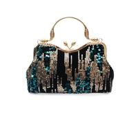 CORIOS Borsetta da Sera con Paillettes da Donna Velluto Clutch Pochette Piccolo con Catena Strass Borsa Scintillante Elegante Borsa a Spalla Borsa Sposa Retro Borsa a Tracolla Verde Scuro