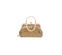 CORIOS Borsetta da Sera con Paillettes Donna Clutch con Perline Pochette Piccolo con Catena Elegante Borsa a Spalla Borsa Sposa Borsa a Tracolla Retro Borse Messenger Oro