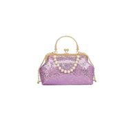 CORIOS Borsetta da Sera con Paillettes Donna Clutch con Perline Pochette Piccolo con Catena Elegante Borsa a Spalla Borsa Sposa Borsa a Tracolla Retro Borse Messenger Viola
