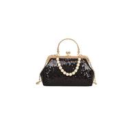 CORIOS Borsetta da Sera con Paillettes Donna Clutch con Perline Pochette Piccolo con Catena Elegante Borsa a Spalla Borsa Sposa Borsa a Tracolla Retro Borse Messenger Nero
