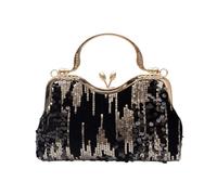 CORIOS Borsetta da Sera con Paillettes Donna Velluto Clutch Strass Scintillante Pochette Piccolo con Catena Elegante a Spalla a Tracolla Retro Messenger Nero