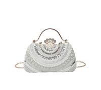 CORIOS Borsetta da Sera con Perle da Donna Lusso Clutch con Paillettes Pochette Piccolo con Catena Borsa Scintillante Sposa Elegante Borsa a Tracolla a Spalla per Festa Cocktail Party Argento