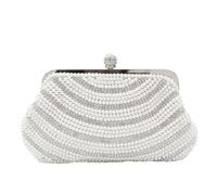 CORIOS Borsetta da Sera con Perle da Donna Lusso Strass Clutch Pochette Piccolo con Catena Borsa Scintillante Elegante Borsa a Tracolla Borsa Sposa Retro Borsa a Spalla per Festa Cocktail Party Bianco