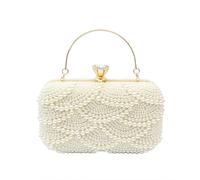 CORIOS Borsetta da Sera con Perle da Donna Strass Clutch Borsa Scintillante Pochette Piccolo con Catena Lusso Borsa a Spalla Borsa Sposa Elegante Borsa a Tracolla per Festa Cocktail Party Beige