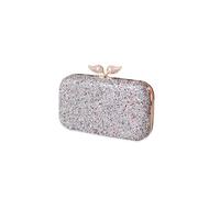 CORIOS Borsetta da Sera con Perle Donna Paillettes Clutch Pochette Piccolo con Catena Lusso Strass Borsa a Tracolla Scintillante Elegante per Sposa Cocktail Festa Party Argento