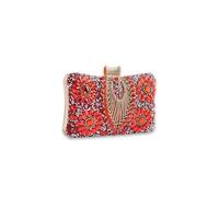 CORIOS Borsetta da Sera con Strass da Donna Pochette Piccolo con Catena Elegante Borsa a Spalla Borsa a Tracolla Gorgeous Borse Messenger Retro Clutch per Ballo Cerimonia Cocktail Festa Rosso