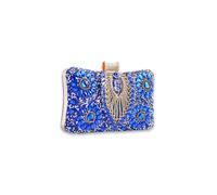 CORIOS Borsetta da Sera con Strass da Donna Pochette Piccolo con Catena Elegante Borsa a Spalla Borsa a Tracolla Gorgeous Borse Messenger Retro Clutch per Ballo Cerimonia Cocktail Festa Blu