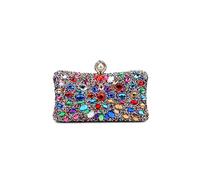CORIOS Borsetta da Sera con Strass Donna Borsa a Spalla Pochette Piccolo con Catena Elegante Borsa a Tracolla Gorgeous Borse Messenger Cocktail Festa Cerimonia Ballo Clutch Argento-Multicolore
