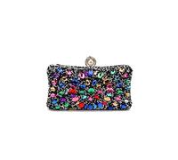 CORIOS Borsetta da Sera con Strass Donna Borsa a Spalla Pochette Piccolo con Catena Elegante Borsa a Tracolla Gorgeous Borse Messenger Cocktail Festa Cerimonia Ballo Clutch Nero-Multicolore