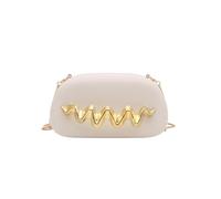 CORIOS Borsetta da Sera da Donna Clutch in Acrilico Pochette Piccolo con Catena Borsa Sposa Elegante Manico in Metallo Borsa a Spalla a Tracolla Retrò Festa Ballo Borsa Messenger Bianco