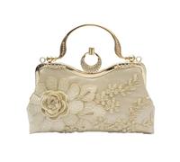 CORIOS Borsetta da Sera da Donna Clutch in Ricami Floreali Borsa Sposa Pochette Piccolo con Catena Elegante Borsa a Spalla Gorgeous Cerimonia Cocktail Ballo Festa Borsa a Tracolla Oro