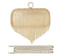 Corios Clutch pochette da sera con strass, nappe in cristallo e catena Oro