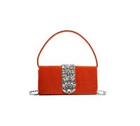 CORIOS Borsetta da Sera da Donna Strass Clutch Pochette Piccolo con Catena Borsa Sposa Elegante Borsa a Spalla Gorgeous Borsa a Tracolla per Cerimonia Festa Ballo Cocktail Arancia
