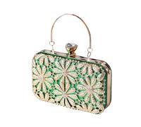 CORIOS Borsetta da Sera da Donna Strass Fiore Clutch Paillettes Borsa a Mano Pochette Piccolo con Catena Elegante Borsa a Spalla Borsa a Tracolla per Cocktail Festa Ballo Cerimonia Verde