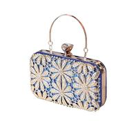 CORIOS Borsetta da Sera da Donna Strass Fiore Clutch Paillettes Borsa a Mano Pochette Piccolo con Catena Elegante Borsa a Spalla Borsa a Tracolla per Cocktail Festa Ballo Cerimonia Blu