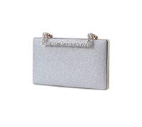 CORIOS Borsetta da Sera Donna Bling Pochette Clutch Borsa Sposa Borsa a Spalla Pochette Piccolo con Catena Borsa a Tracolla Elegante Borse Messenger per Cocktail Festa Cerimonia Ballo Argento