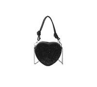 CORIOS Borsetta da Sera Donna Clutch in Cristallo a Forma di Cuore Strass Borsa a Mano Pochette Piccolo con Catena Elegante Borsa a Tracolla Borsa a Spalla per Ballo Cocktail Festa Nero