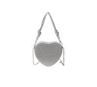 CORIOS Borsetta da Sera Donna Clutch in Cristallo a Forma di Cuore Strass Borsa a Mano Pochette Piccolo con Catena Elegante Borsa a Tracolla Borsa a Spalla per Ballo Cocktail Festa Argento