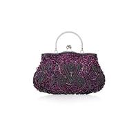 CORIOS Borsetta da Sera Donna Pochette con Perline Glitterate e Perline con Paillettes Borsa a Spalla Elegante Borse Messenger Retro Borsa a Tracolla Cocktail Festa Cerimonia Ballo Clutch Viola