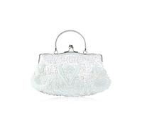 CORIOS Borsetta da Sera Donna Pochette con Perline Glitterate e Perline con Paillettes Borsa a Spalla Elegante Borse Messenger Retro Borsa a Tracolla Cocktail Festa Cerimonia Ballo Clutch Bianco