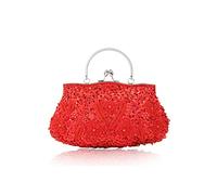 CORIOS Borsetta da Sera Donna Pochette con Perline Glitterate e Perline con Paillettes Borsa a Spalla Elegante Borse Messenger Retro Borsa a Tracolla Cocktail Festa Cerimonia Ballo Clutch Rosso
