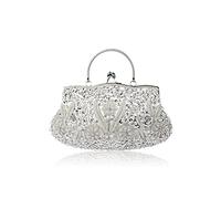 CORIOS Borsetta da Sera Donna Pochette con Perline Glitterate e Perline con Paillettes Borsa a Spalla Elegante Borse Messenger Retro Borsa a Tracolla Cocktail Festa Cerimonia Ballo Clutch Argento