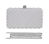 CORIOS Borsetta da Sera Donna Pochette Elegante Perle Borsa a Mano Borsa a Spalla Borsa a Tracolla Catena Borse Messenger per Matrimonio Sposa Cocktail Festa Bianco