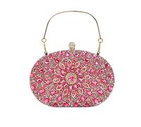 CORIOS Borsetta da Sera Donna Strass Cerimonia Clutch Borsa a Tracolla Pochette Piccolo con Catena Borse Messenger Elegante Borsa a Spalla per Cocktail Festa Cerimonia Ballo Rosa