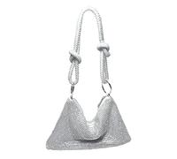 CORIOS Borsetta da Sera Donna Strass Clutch Borsa Pochette Glitterata Elegante Borsa a Tracolla Borsa a Mano Borsa Scintillante Borsa a Spalla per Cocktail Festa Ballo Cerimonia D'argento
