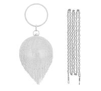 CORIOS Borsetta da Sera Donna Strass Clutch con Nappe in Cristallo a Sfera Rotonda Borsa a Mano Pochette Piccolo con Catena Borsa a Spalla Borsa a Tracolla per Cocktail Festa Ballo Cerimonia D'argento