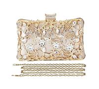 CORIOS Borsetta da Sera Donna Strass Clutch Elegante Pochette Piccolo con Catena Borsa a Mano Borsa a Tracolla Borsa a Spalla per Cocktail Festa Ballo Cerimonia Oro