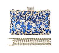 CORIOS Borsetta da Sera Donna Strass Clutch Elegante Pochette Piccolo con Catena Borsa a Mano Borsa a Tracolla Borsa a Spalla per Cocktail Festa Ballo Cerimonia Blu