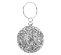 CORIOS Borsetta da Sera Donna Strass Clutch in Cristallo a Sfera Rotonda Pochette Piccolo con Catena Borsa a Spalla Borsa a Mano Borsa a Tracolla per Cocktail Festa Ballo Cerimonia D'argento