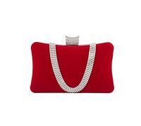 CORIOS Borsetta da Sera Donna Velluto Pochette Strass Cerimonia Clutch Borsa a Tracolla Borsa Sposa Pochette Piccolo con Catena Elegante Borse Messenger per Cocktail Festa Cerimonia Ballo Rosso