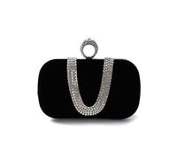 CORIOS Borsetta da Sera Donna Velluto Pochette Strass Cerimonia Clutch Pochette Piccolo con Catena Elegante Borse Messenger Borsa Sposa Borsa a Tracolla per Party Sposa Cocktail Festa Nero