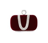 CORIOS Borsetta da Sera Donna Velluto Pochette Strass Cerimonia Clutch Pochette Piccolo con Catena Elegante Borse Messenger Borsa Sposa Borsa a Tracolla per Party Sposa Cocktail Festa Vino Rosso